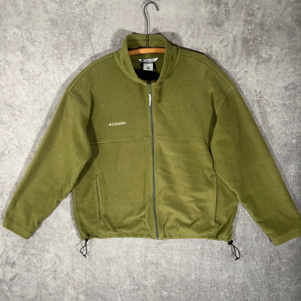 Columbia Mens XXL Fleece Jacket Olive Green Full Zip Mock Neck WM6113 Relaxed